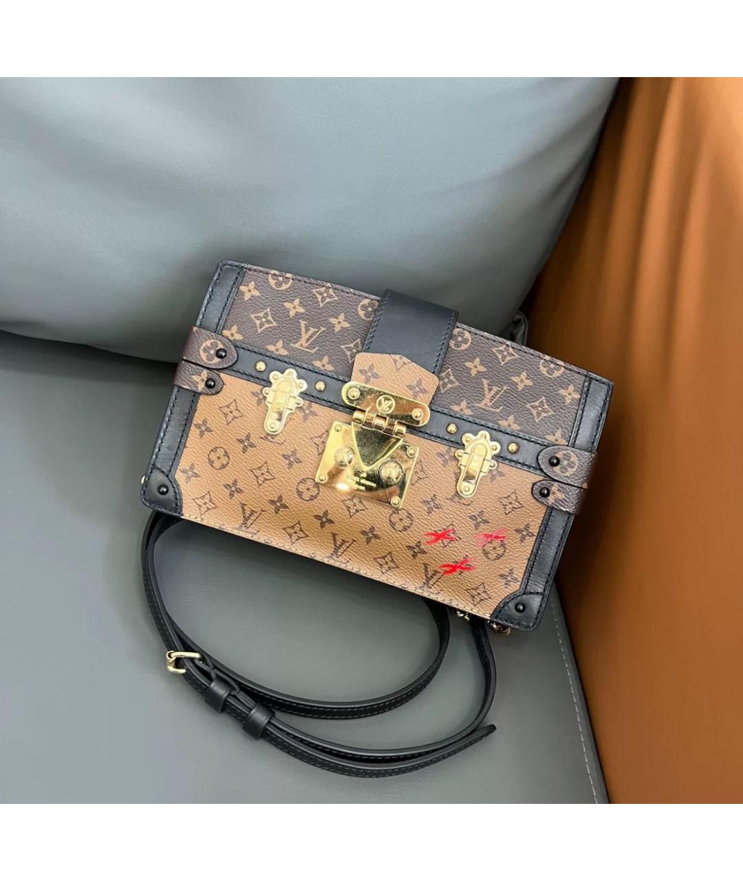 LOUIS VUITTON Коричневая кожаная сумка через плечо, фото 2