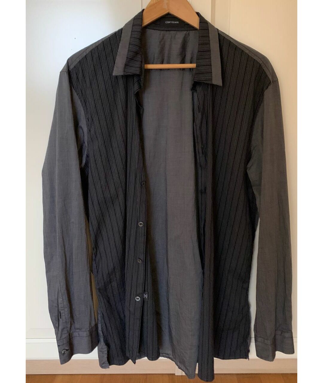 CORTIGIANI Черная хлопковая кэжуал рубашка, фото 3