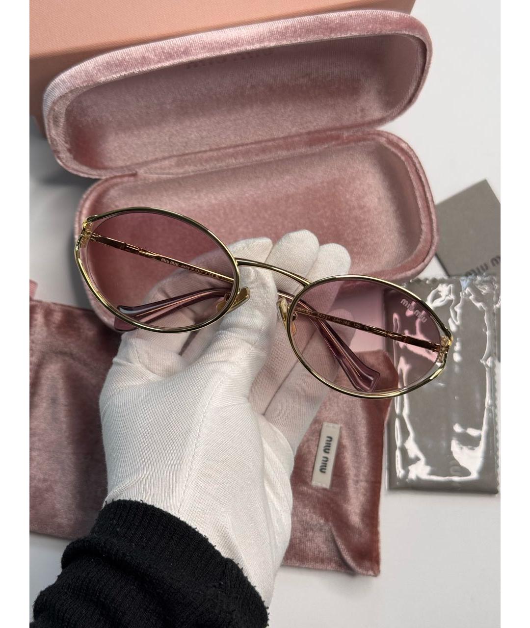 MIU MIU Золотые солнцезащитные очки, фото 7