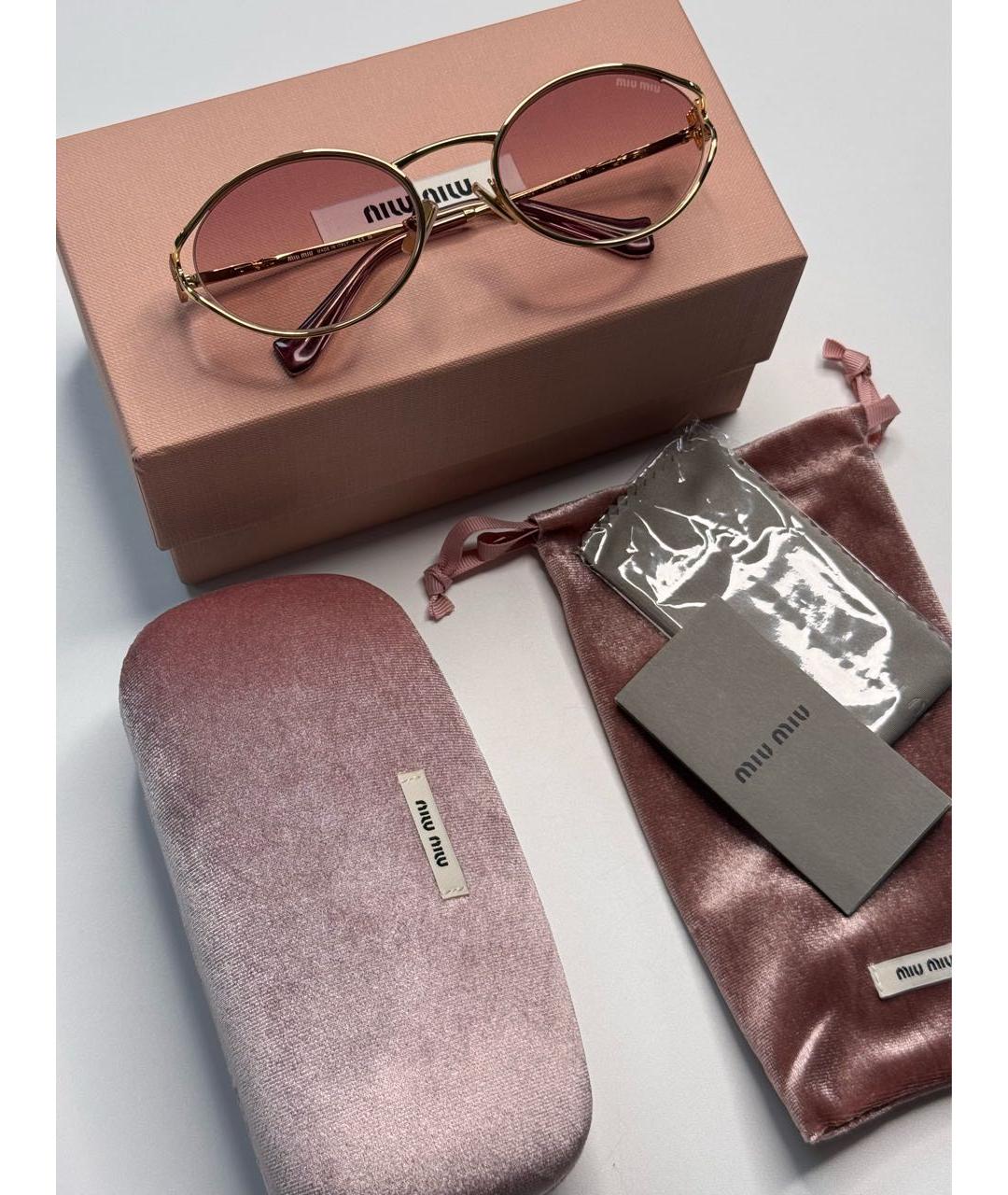 MIU MIU Золотые солнцезащитные очки, фото 2