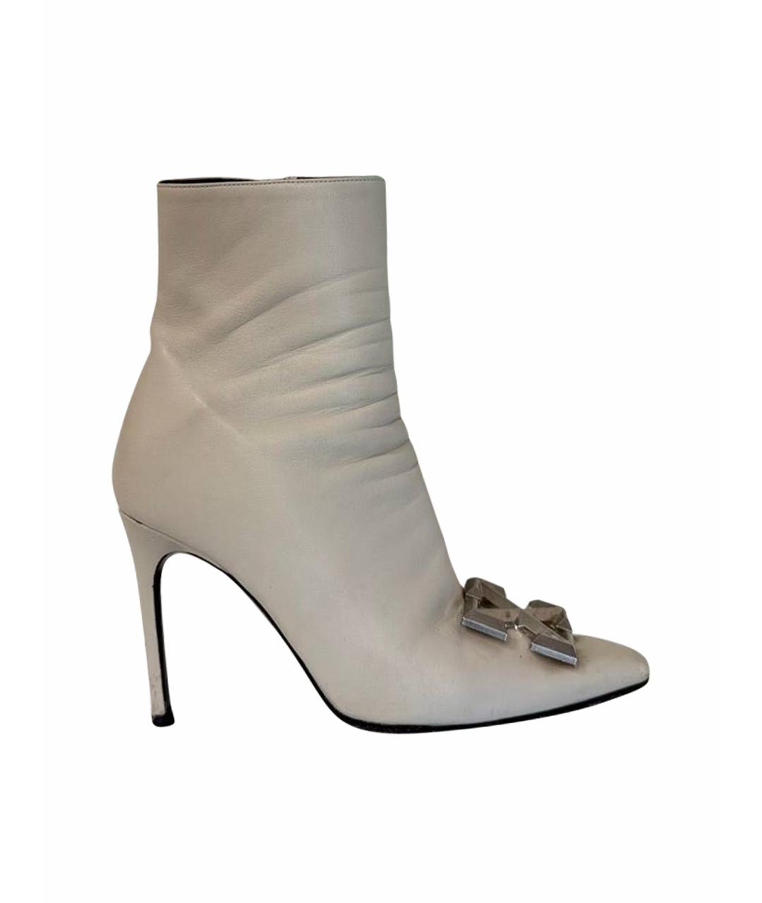 OFF-WHITE Белые кожаные ботильоны, фото 1