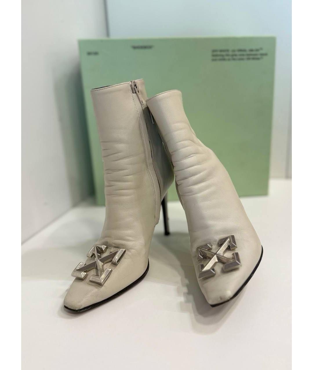OFF-WHITE Белые кожаные ботильоны, фото 3