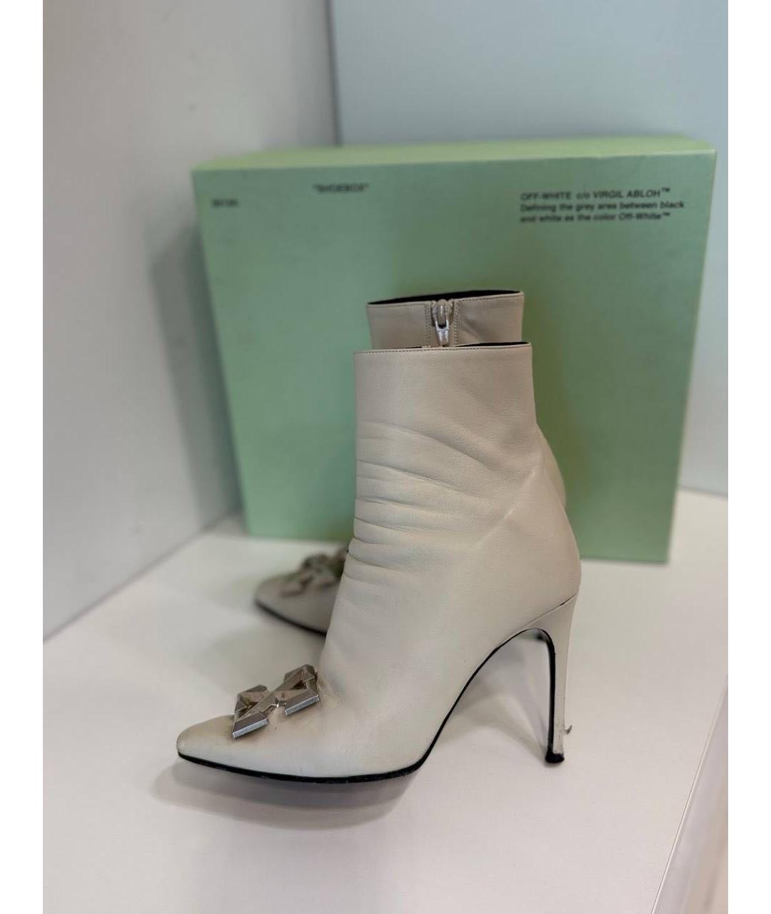 OFF-WHITE Белые кожаные ботильоны, фото 7