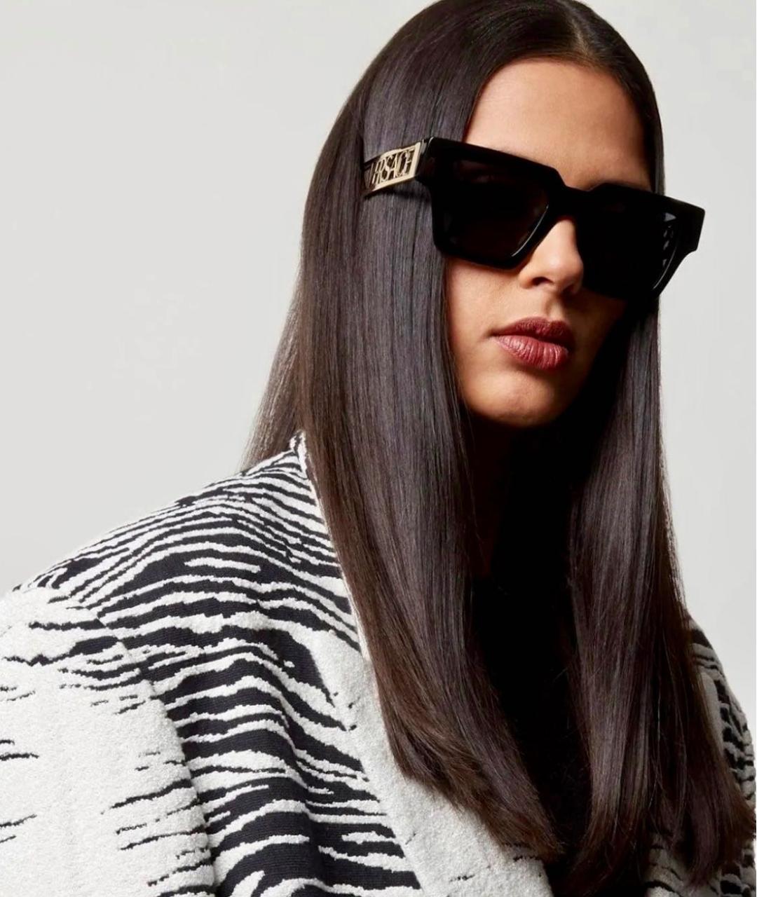 VERSACE Черные пластиковые солнцезащитные очки, фото 5