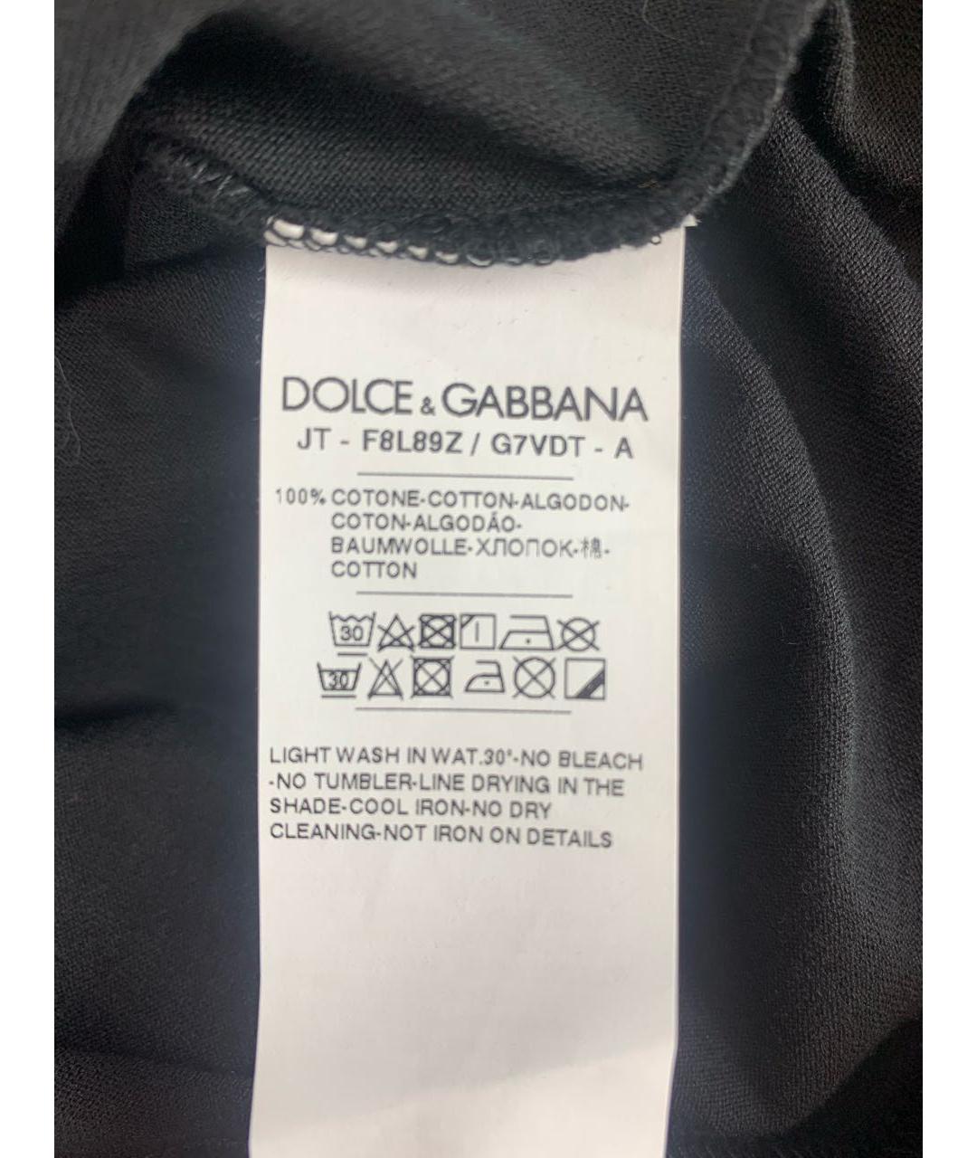 DOLCE&GABBANA Черная хлопковая футболка, фото 6