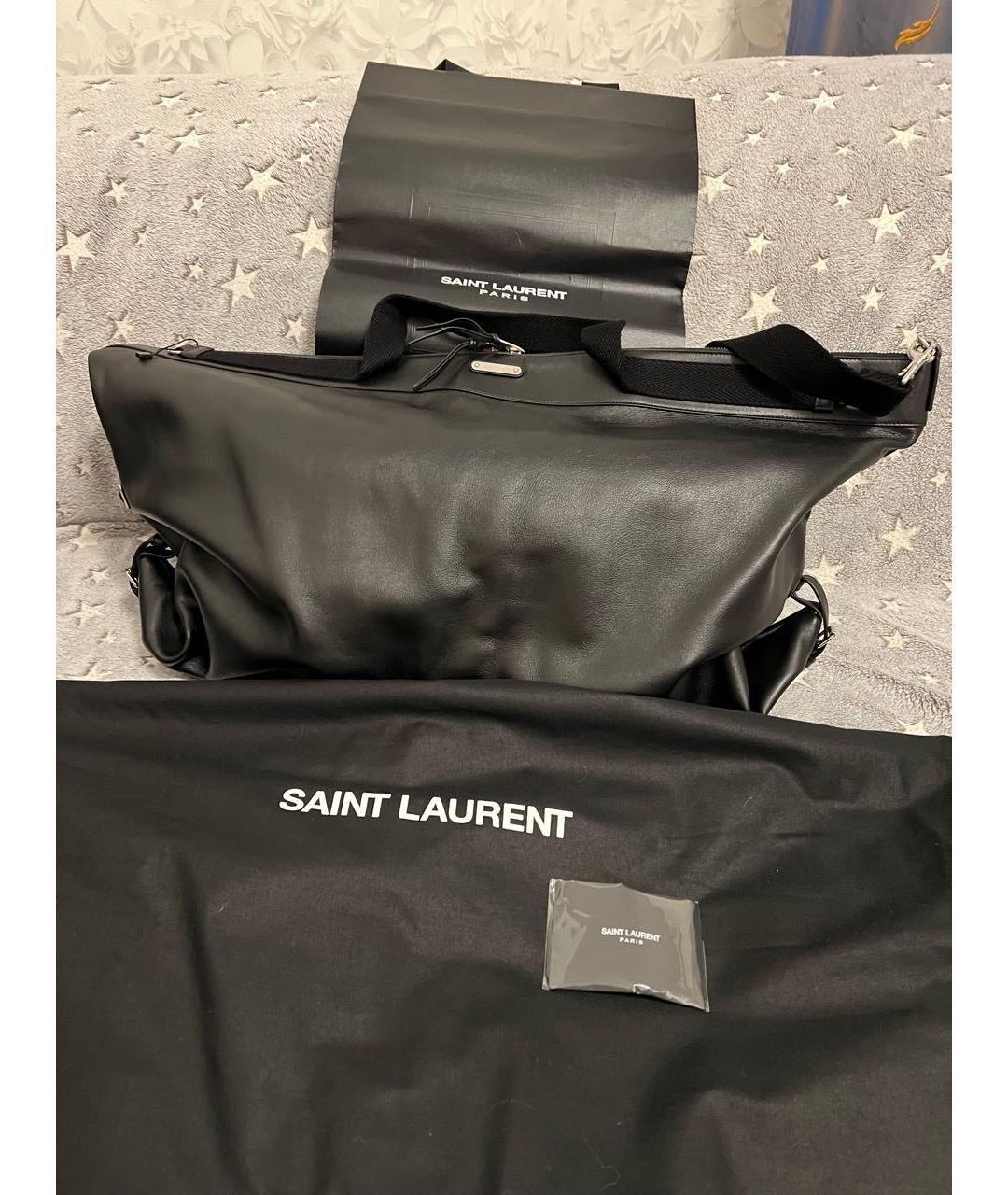 SAINT LAURENT Черная кожаная дорожная/спортивная сумка, фото 7