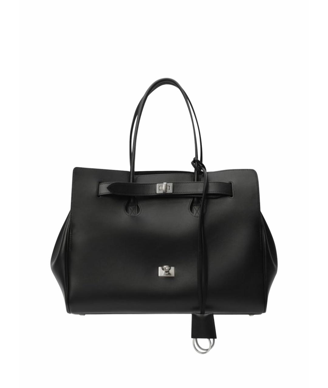 BALENCIAGA Черная кожаная сумка тоут, фото 1