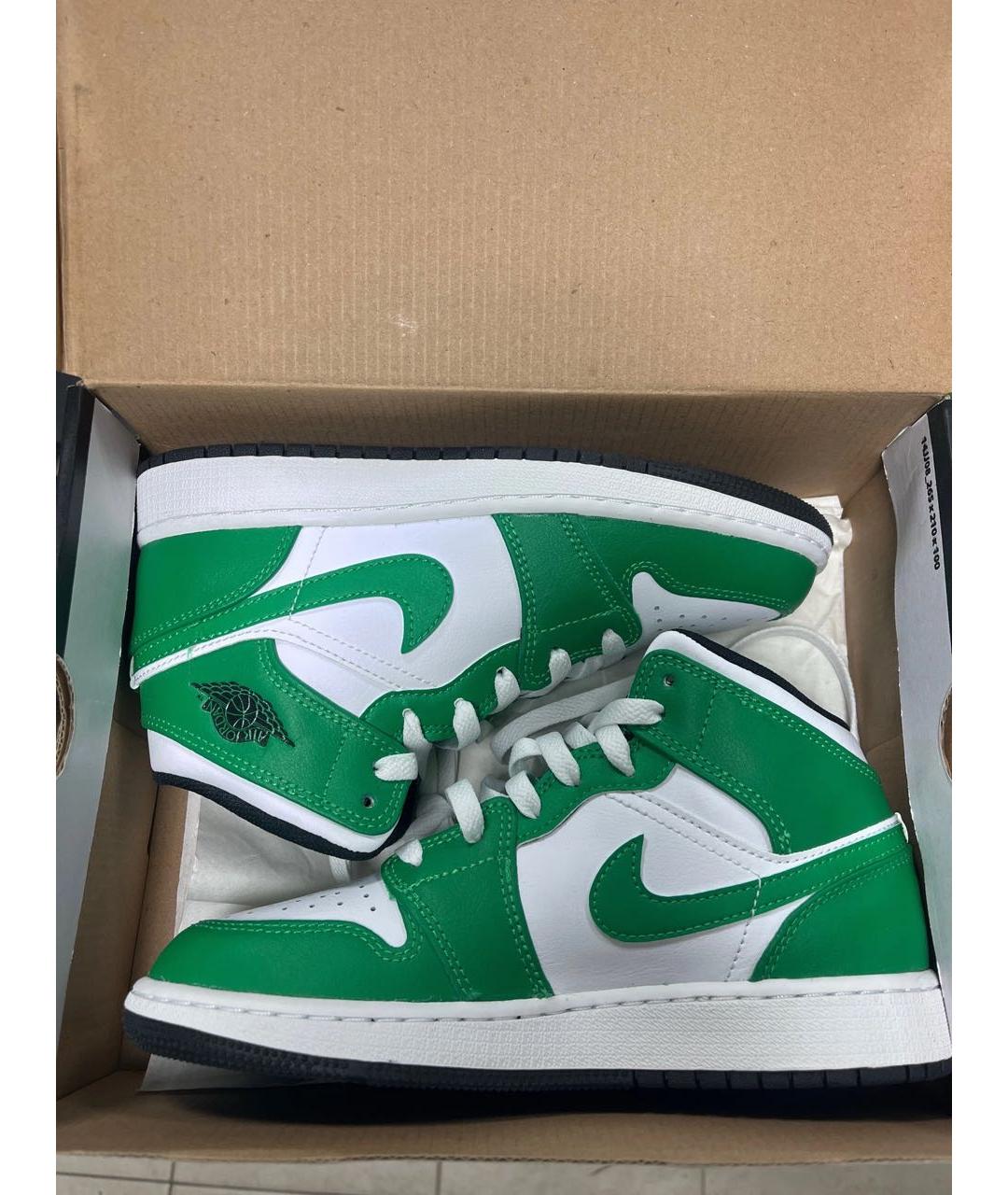 JORDAN Зеленые кроссовки из искусственной кожи, фото 4