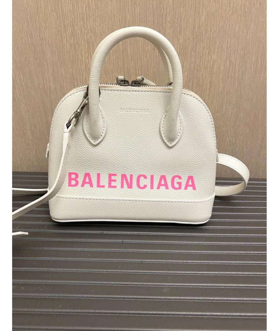 BALENCIAGA Белая кожаная сумка с короткими ручками, фото 3