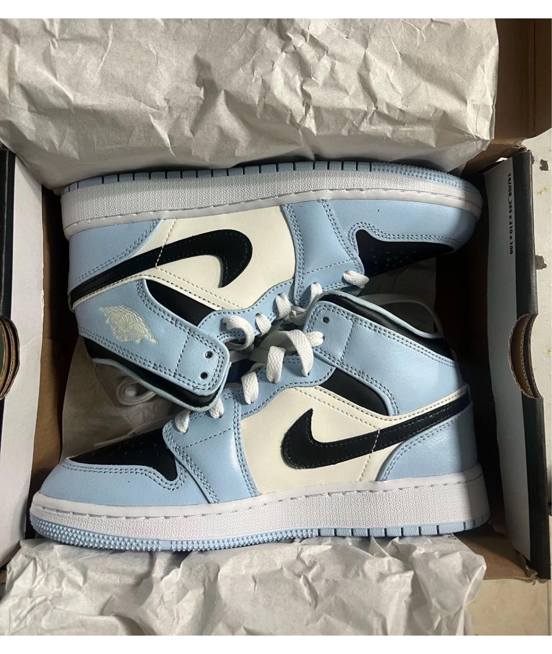 JORDAN Голубые кроссовки из искусственной кожи, фото 3