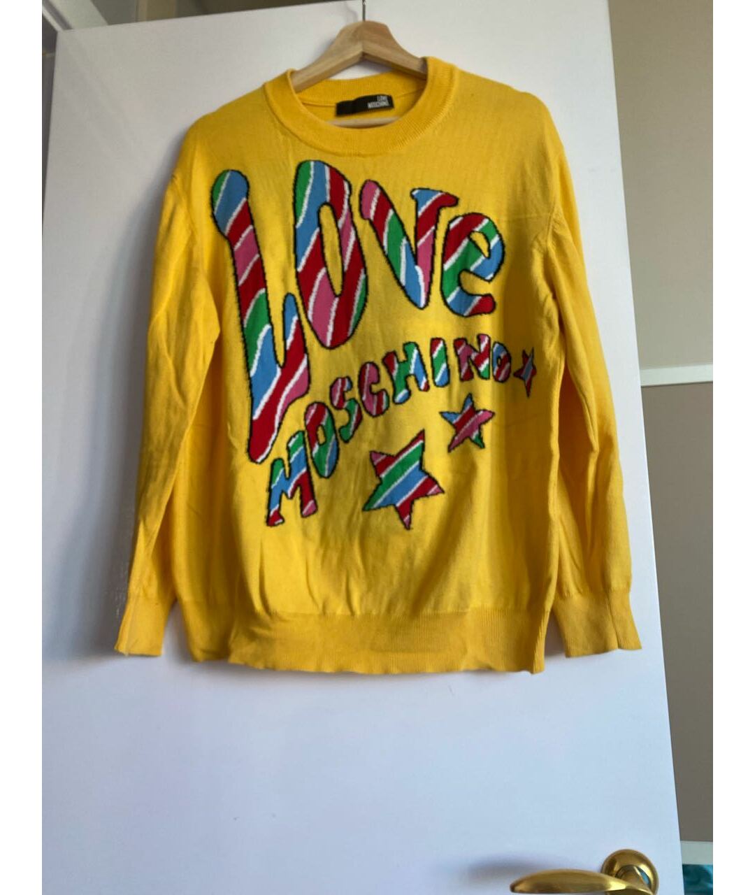 LOVE MOSCHINO Желтый хлопковый джемпер / свитер, фото 5