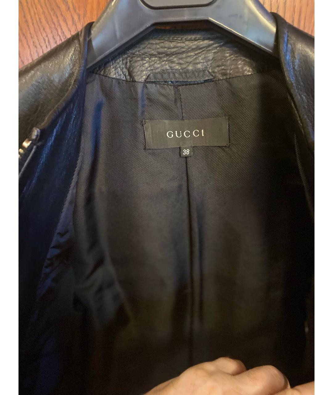 GUCCI Черная кожаная куртка, фото 3