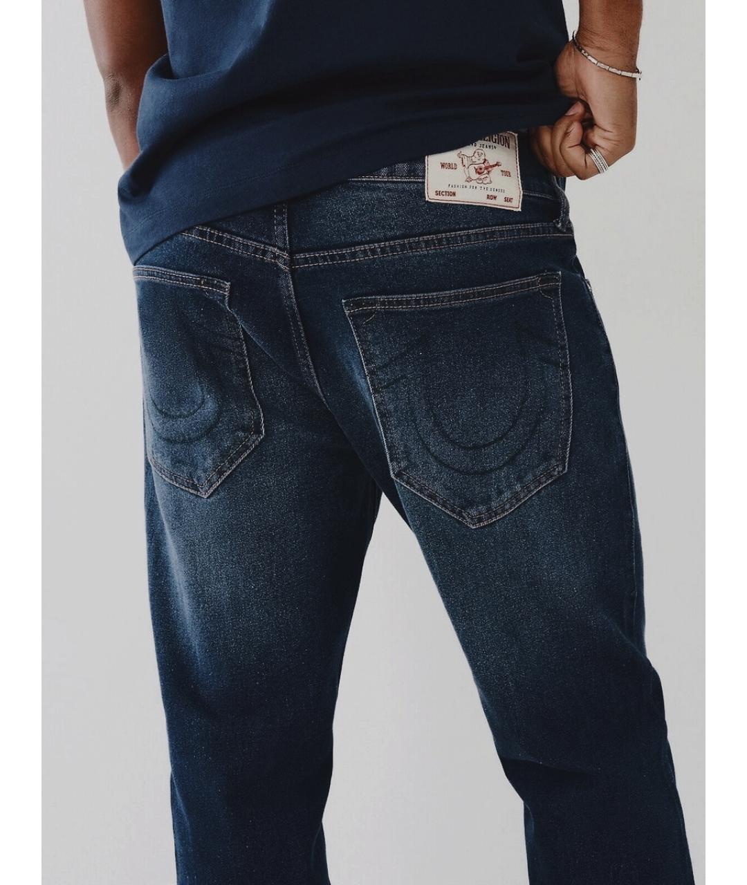 TRUE RELIGION Синие хлопковые прямые джинсы, фото 8