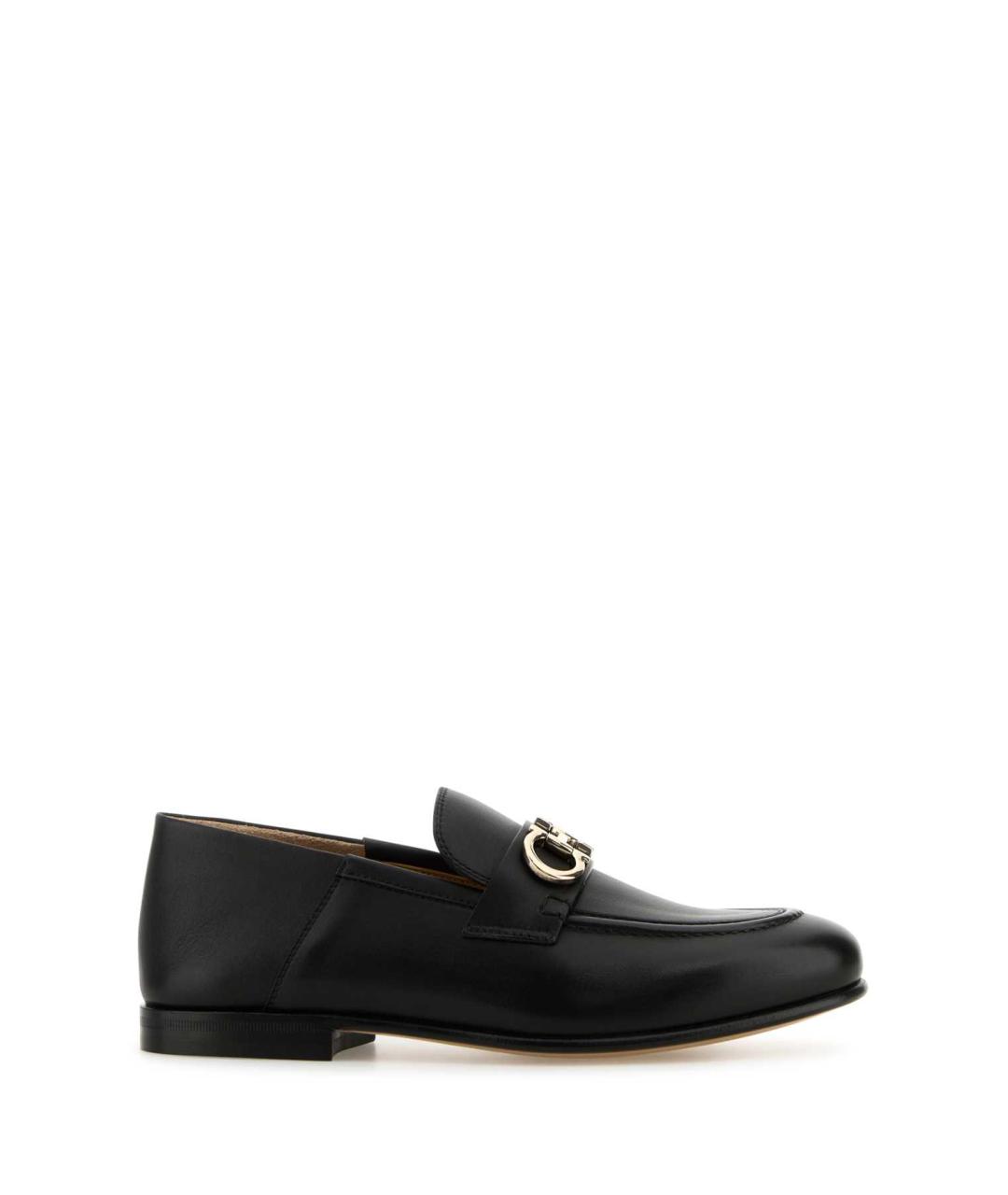 FERRAGAMO Черные кожаные лоферы, фото 1