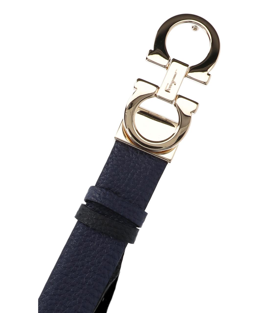 FERRAGAMO Темно-синий кожаный ремень, фото 3
