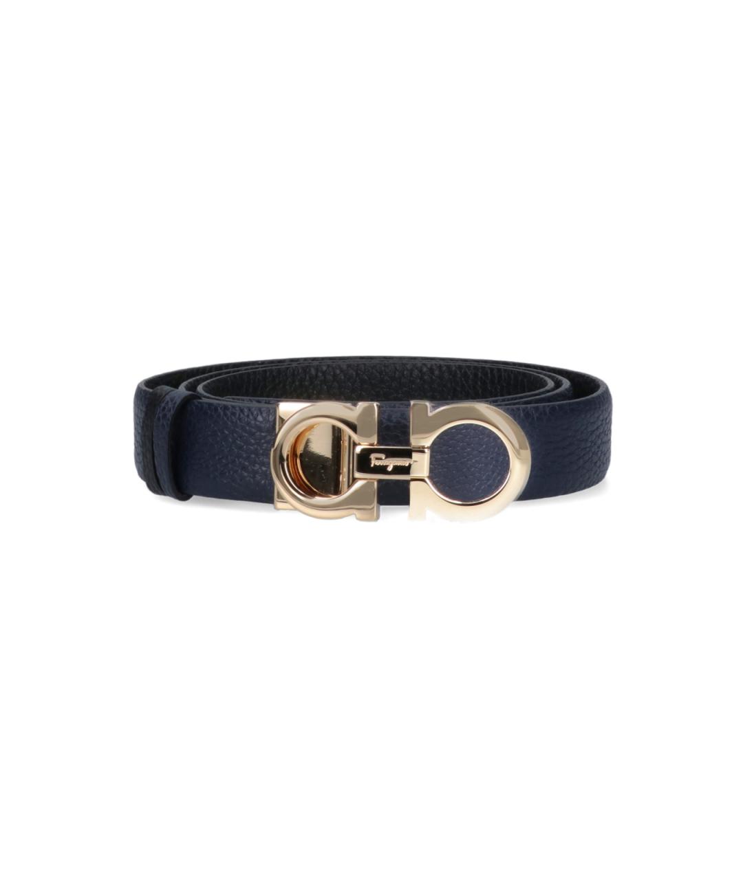 FERRAGAMO Темно-синий кожаный ремень, фото 1