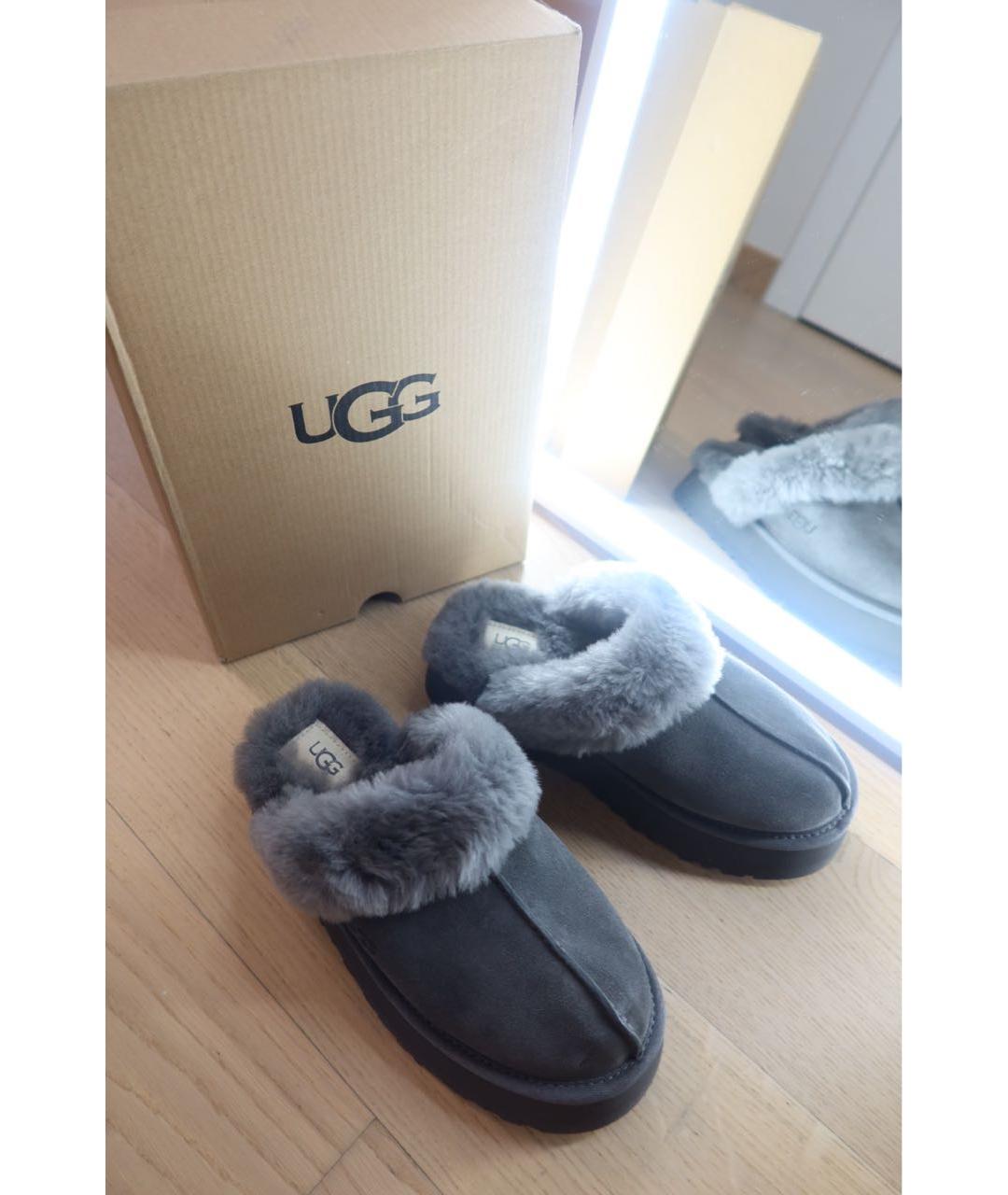 UGG AUSTRALIA Серые замшевые сабо, фото 5