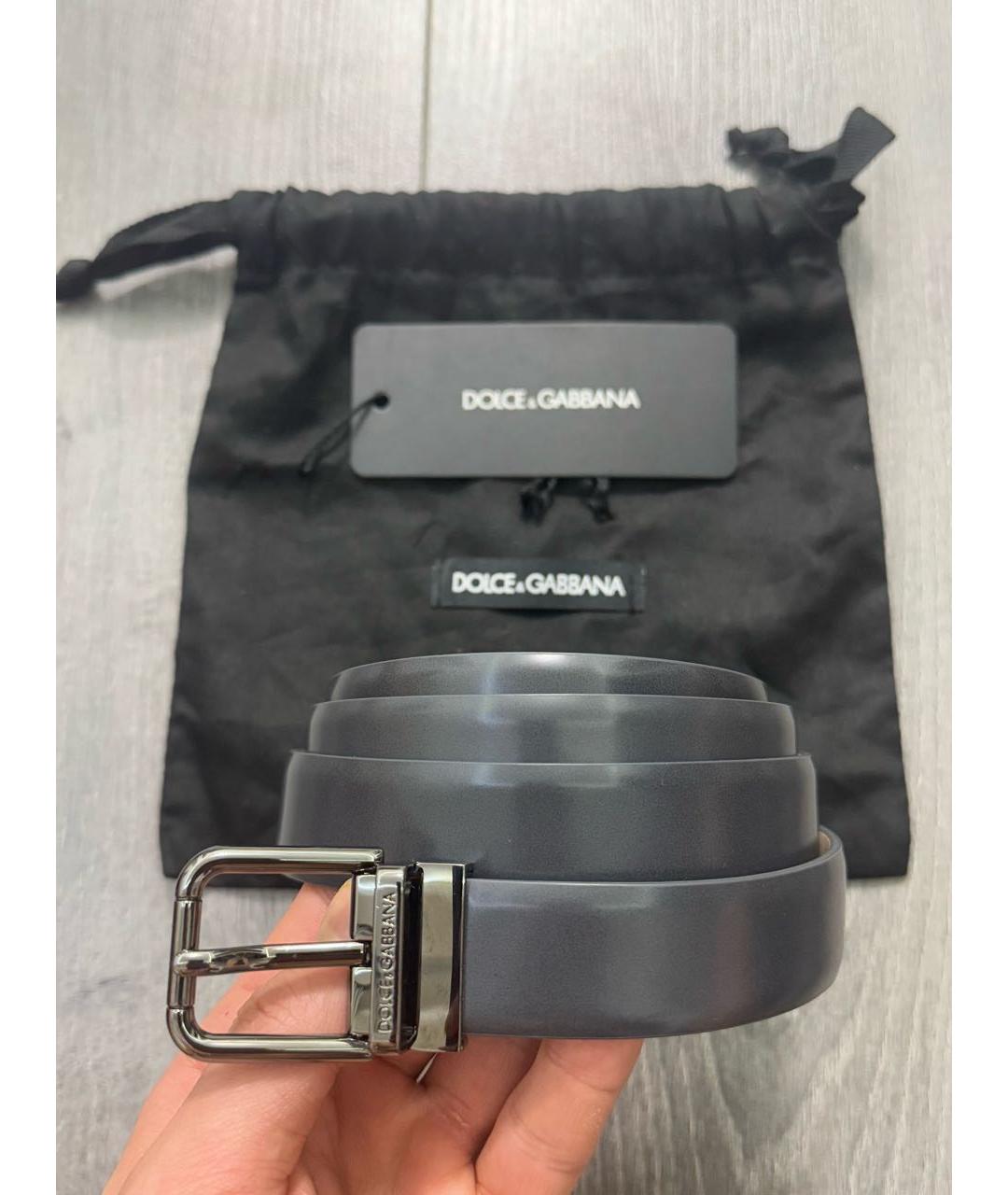 DOLCE&GABBANA Серый кожаный ремень, фото 2