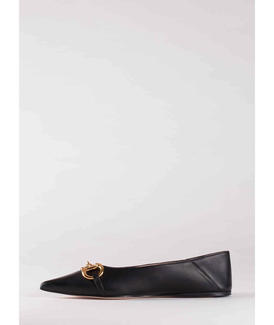 GUCCI Черные кожаные балетки, фото 2