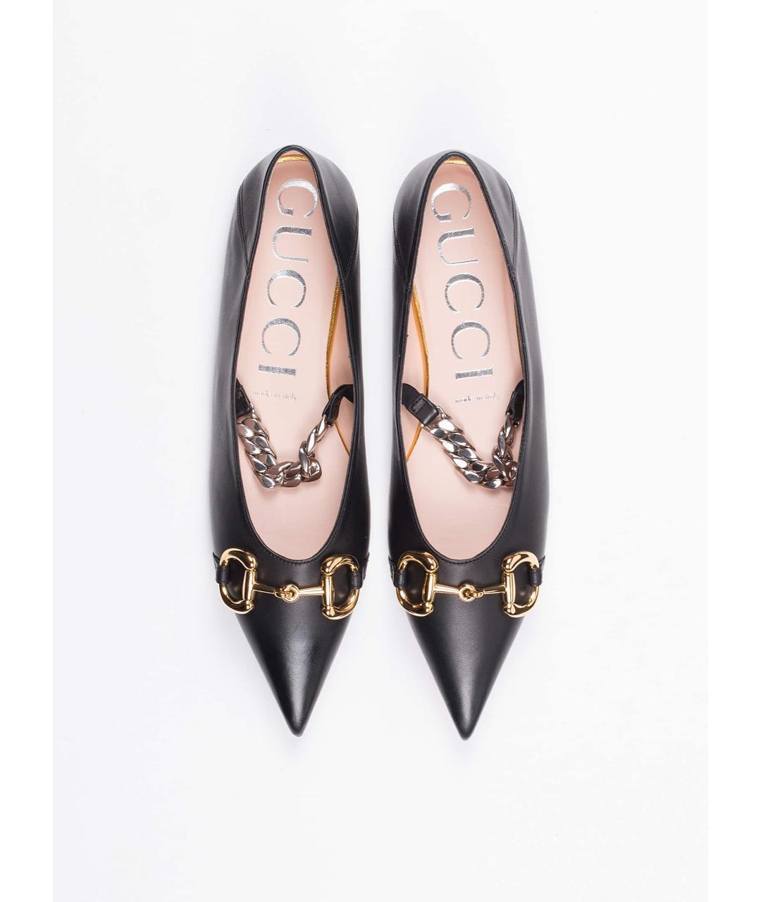 GUCCI Черные кожаные балетки, фото 3