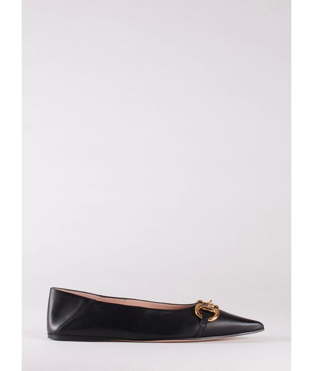 GUCCI Черные кожаные балетки, фото 6