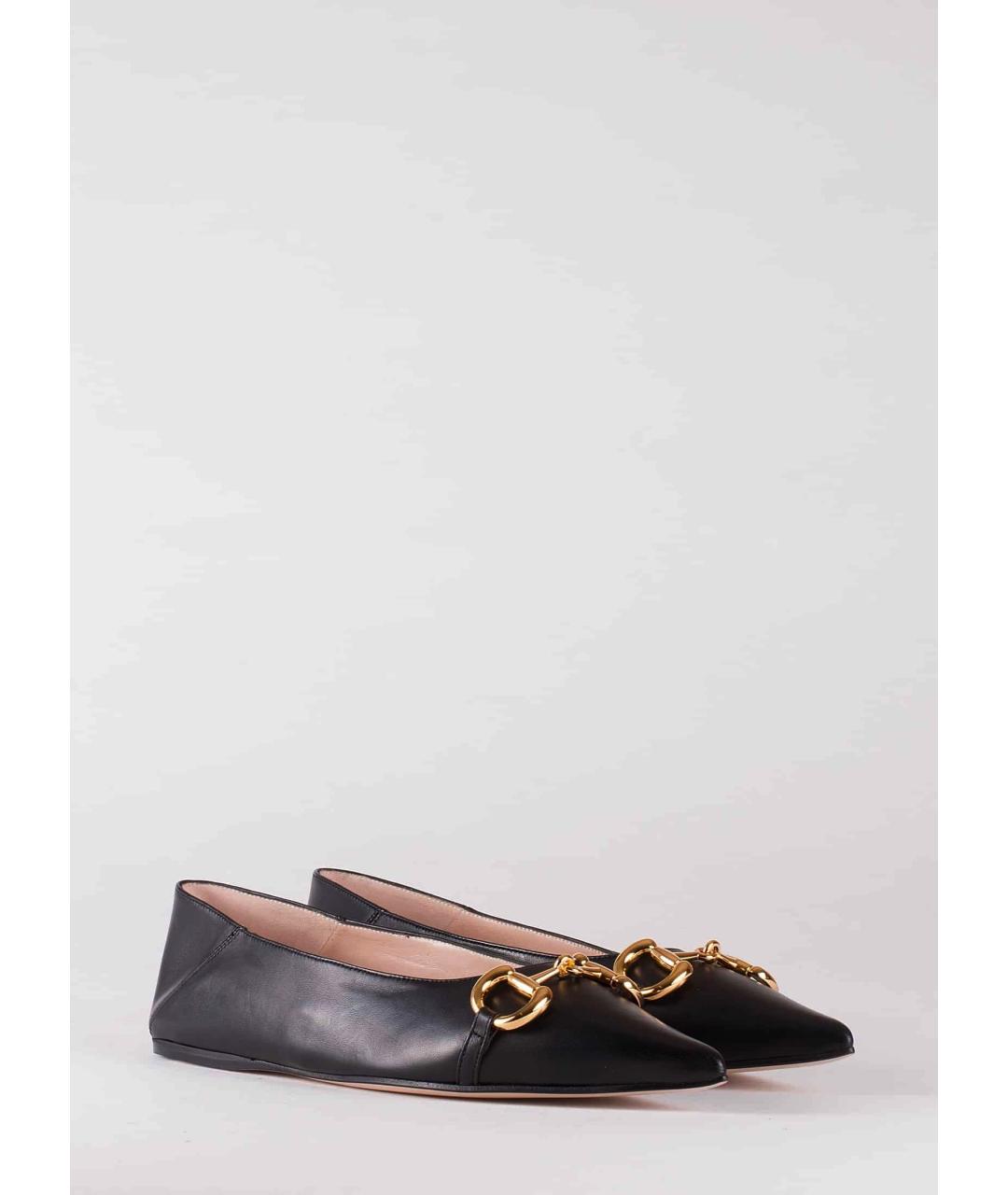 GUCCI Черные кожаные балетки, фото 4