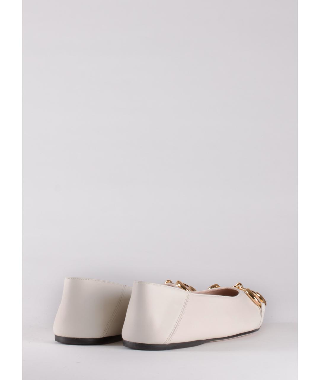 GUCCI Белые кожаные балетки, фото 5