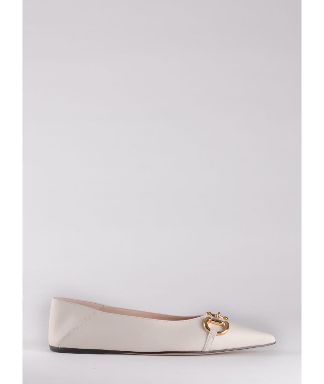 GUCCI Белые кожаные балетки, фото 6