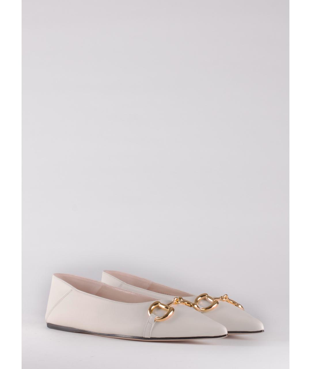 GUCCI Белые кожаные балетки, фото 4