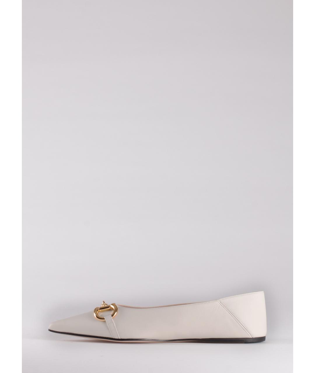 GUCCI Белые кожаные балетки, фото 2