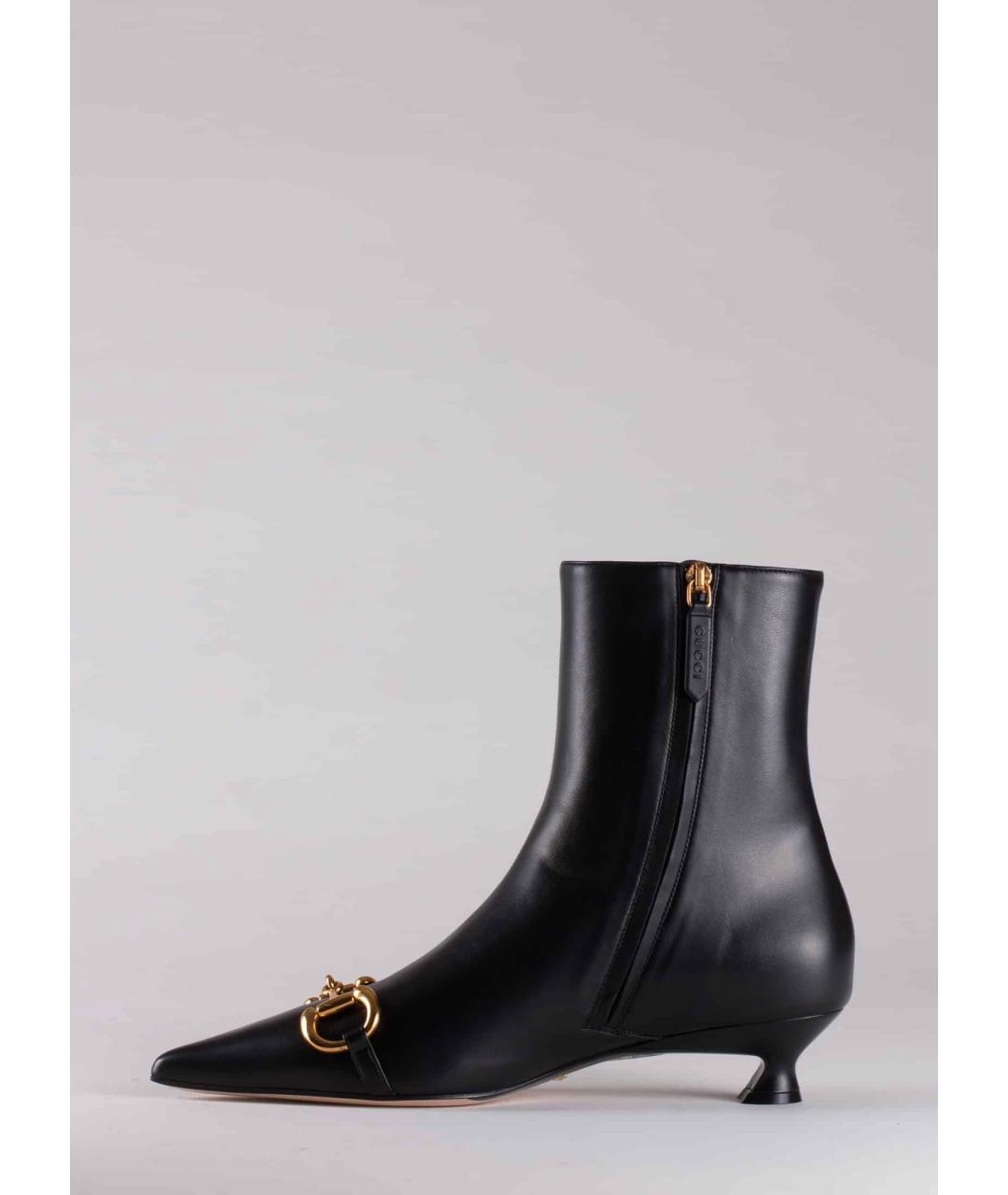 GUCCI Черные кожаные ботильоны, фото 2