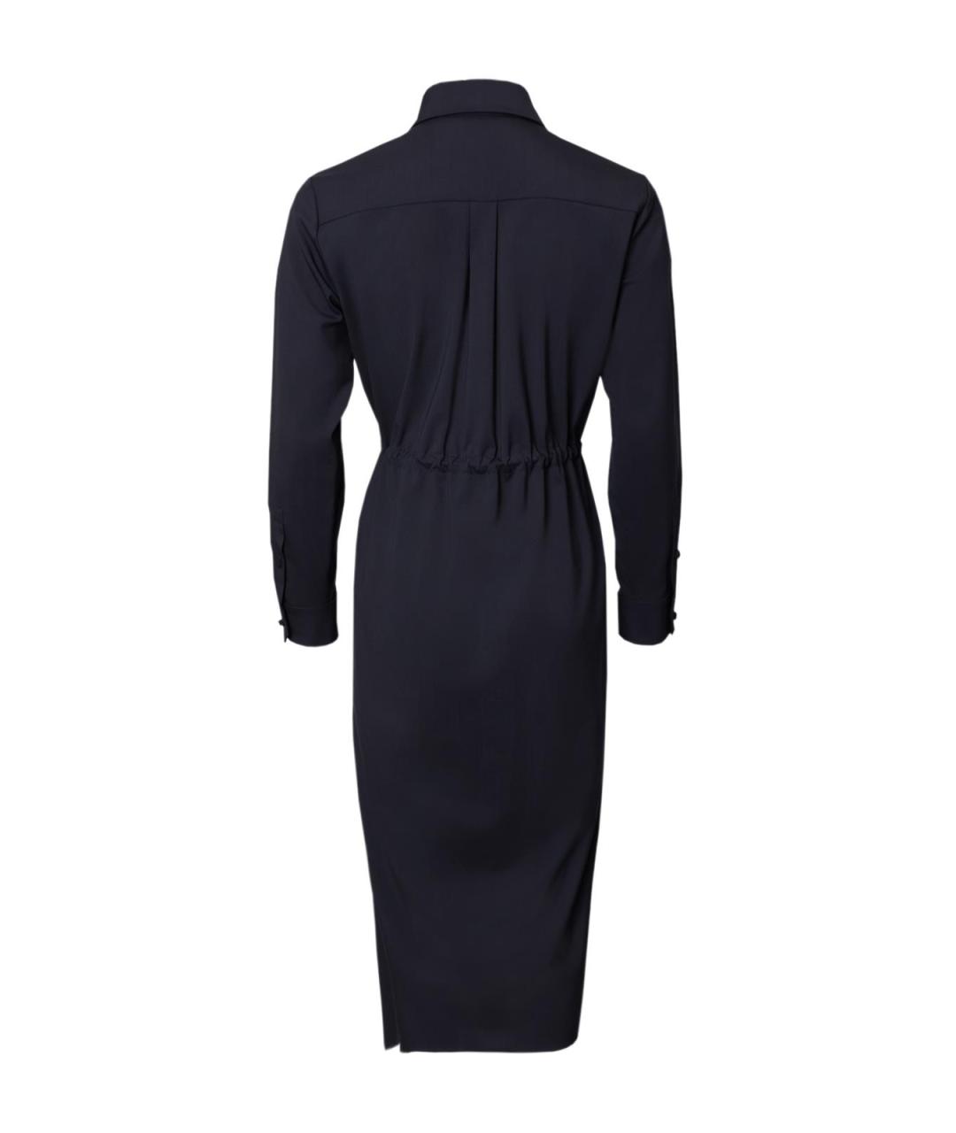 MAX MARA Темно-синее шерстяное повседневное платье, фото 2