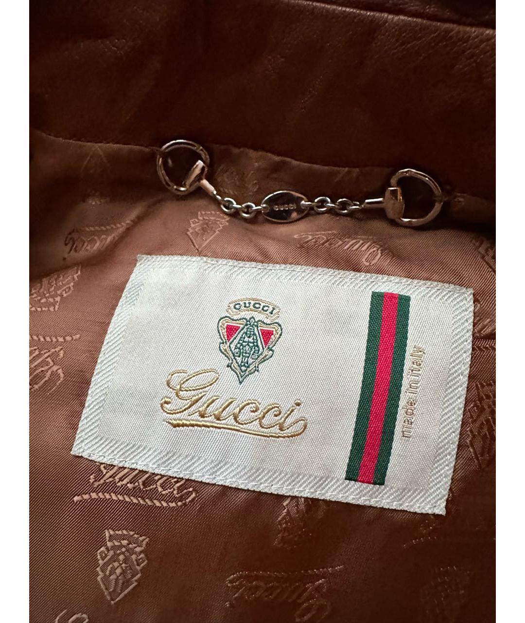 GUCCI Коричневая кожаная куртка, фото 4