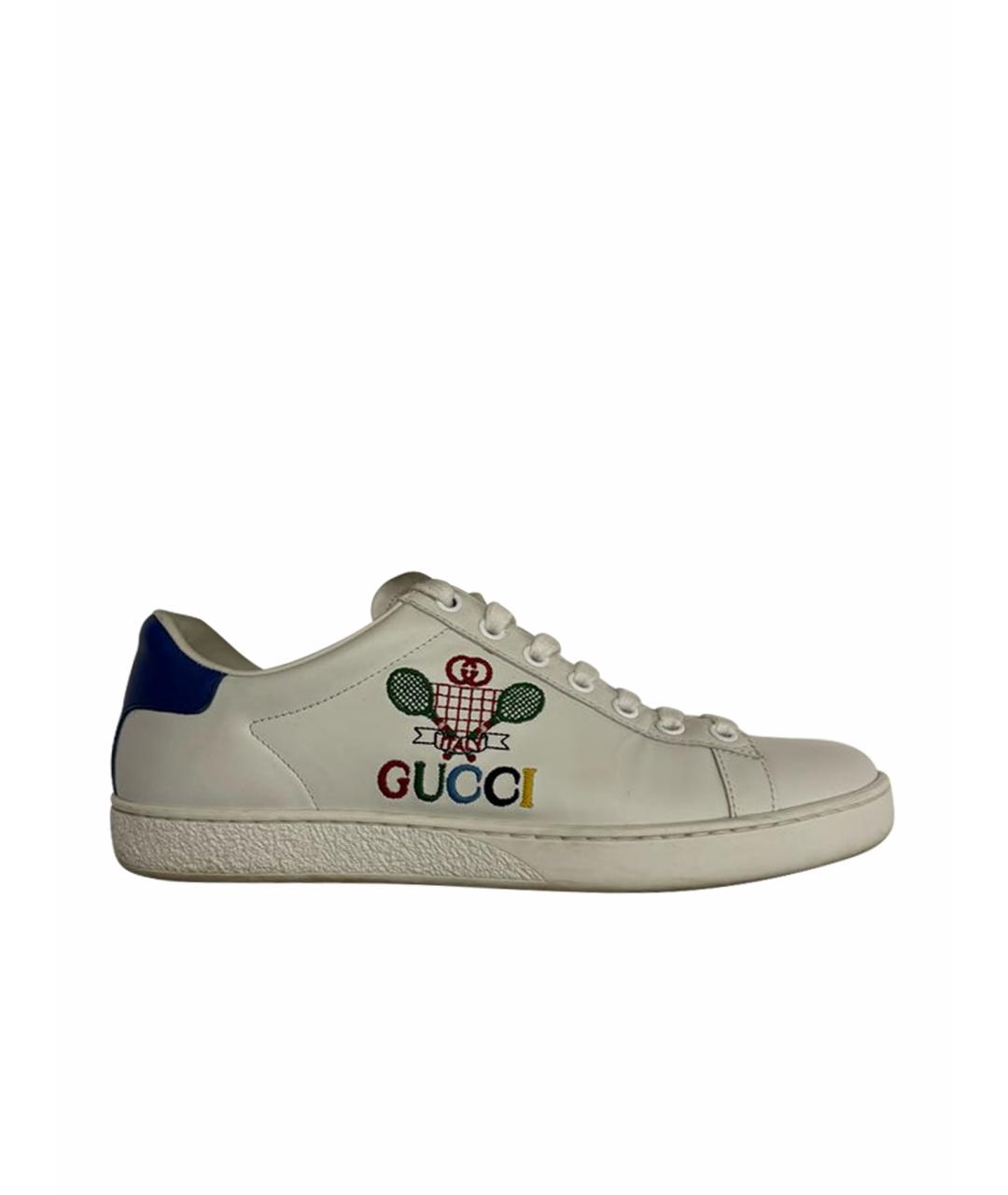 GUCCI Белые кожаные кеды, фото 1