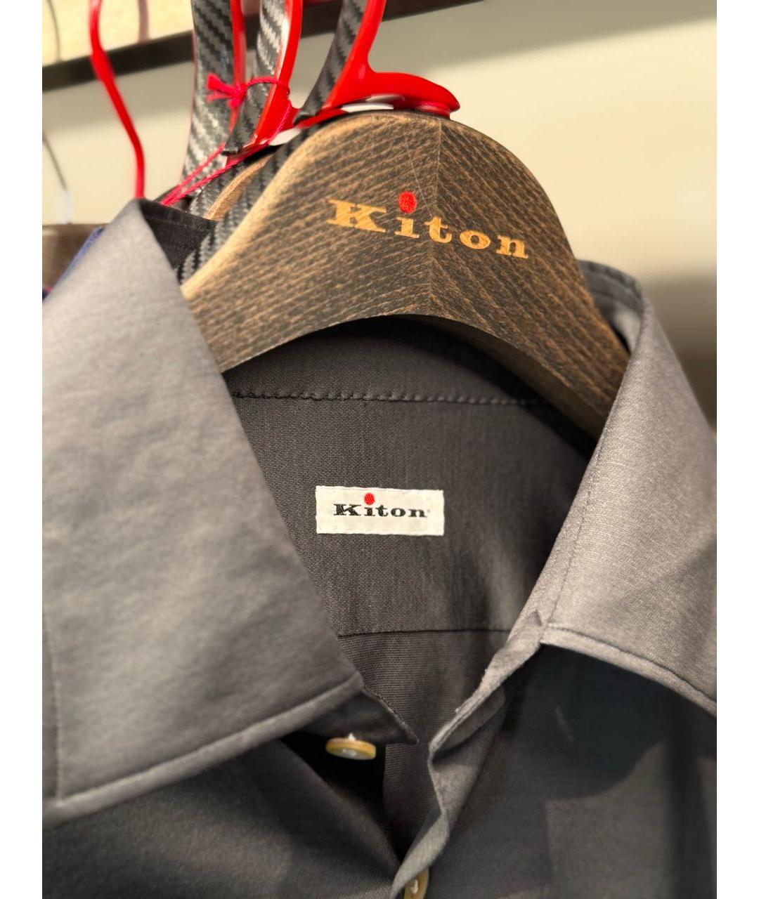 KITON Синяя хлопковая кэжуал рубашка, фото 3