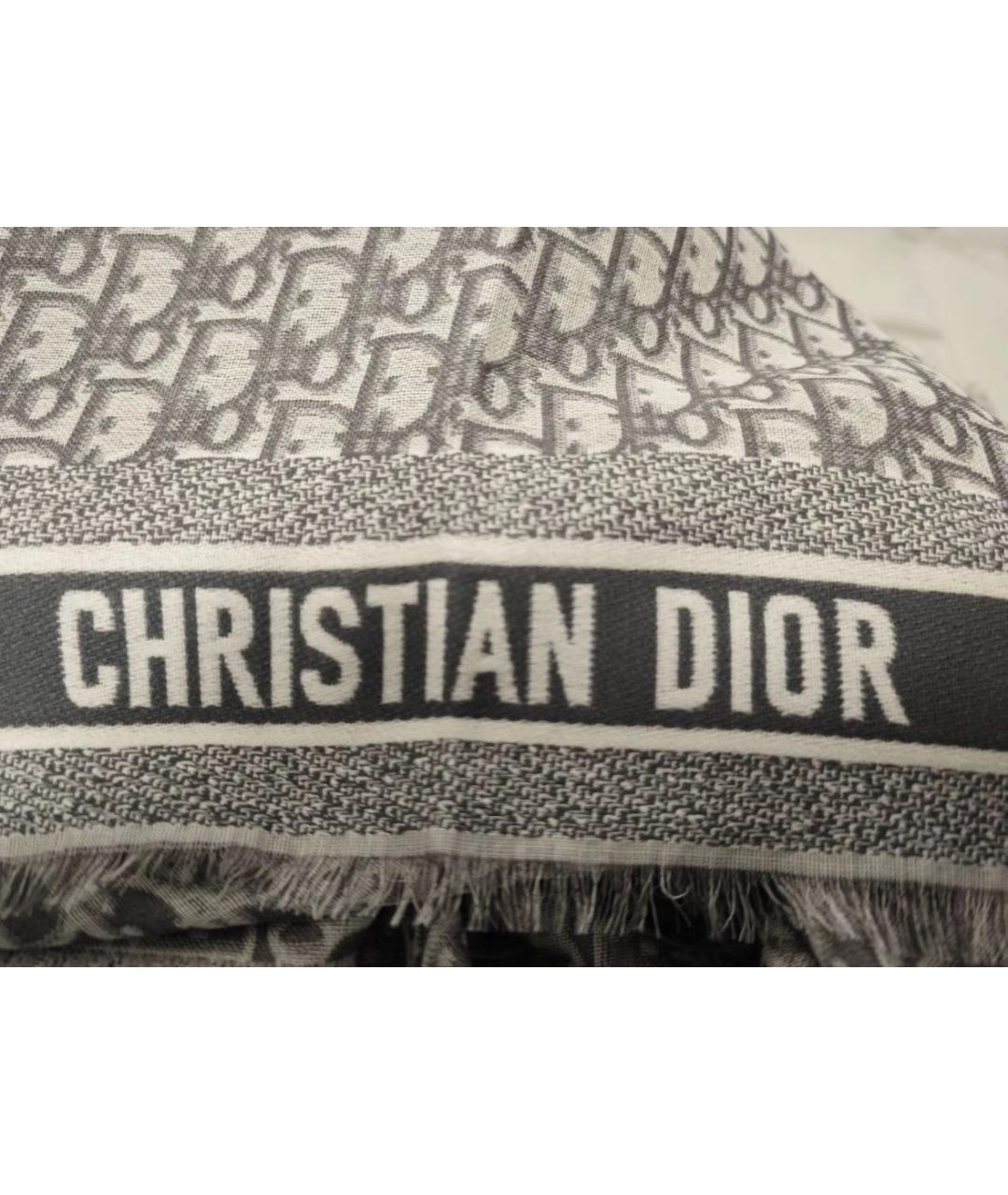 CHRISTIAN DIOR Серый шарф, фото 3