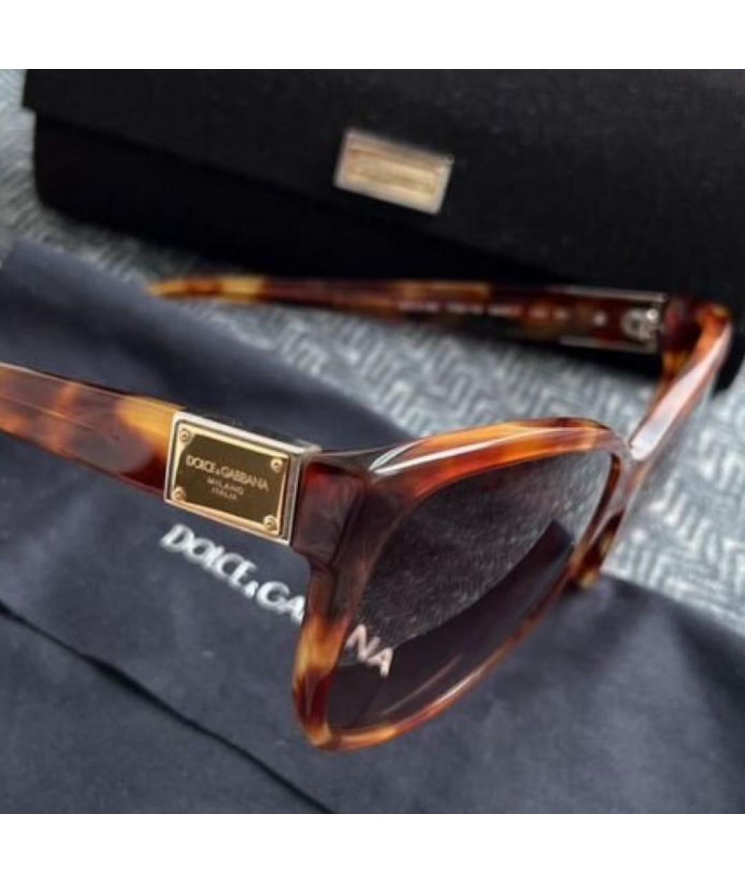 DOLCE&GABBANA Коричневые пластиковые солнцезащитные очки, фото 3