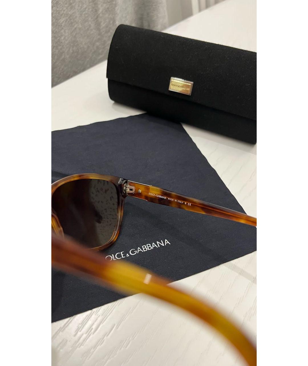DOLCE&GABBANA Коричневые пластиковые солнцезащитные очки, фото 6