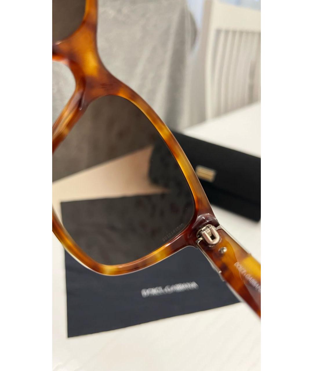 DOLCE&GABBANA Коричневые пластиковые солнцезащитные очки, фото 7