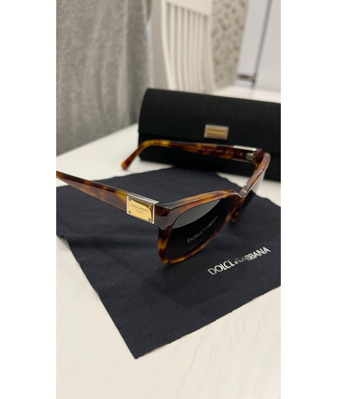 DOLCE&GABBANA Коричневые пластиковые солнцезащитные очки, фото 2