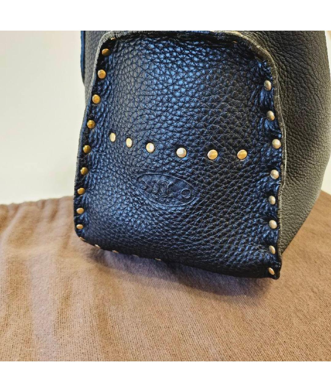 CELINE Черная кожаная сумка с короткими ручками, фото 8