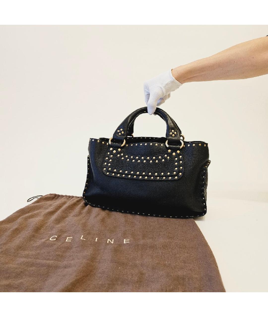 CELINE Черная кожаная сумка с короткими ручками, фото 2