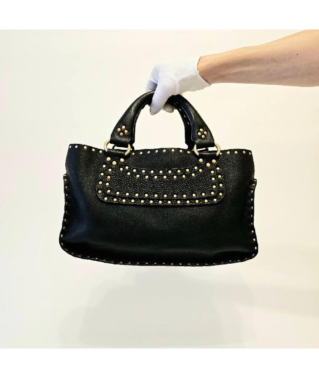 CELINE Черная кожаная сумка с короткими ручками, фото 9