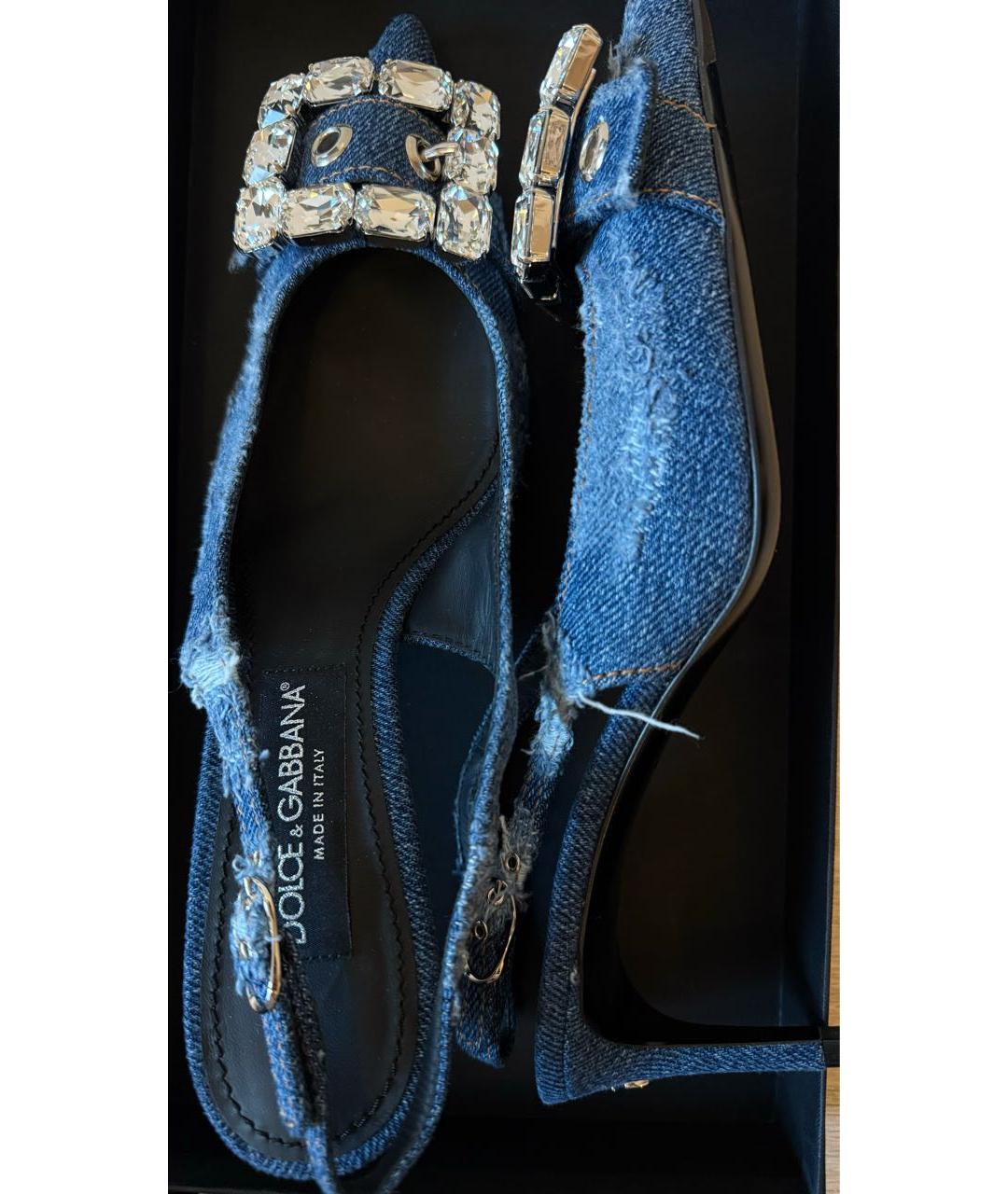 DOLCE&GABBANA Темно-синие текстильные туфли, фото 2