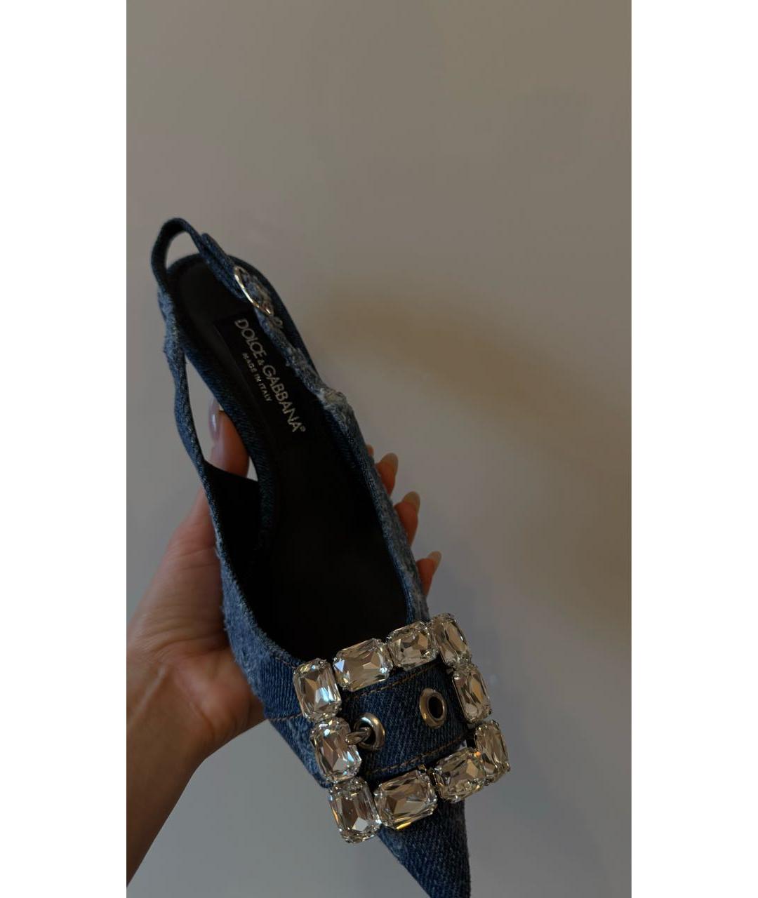 DOLCE&GABBANA Темно-синие текстильные туфли, фото 4