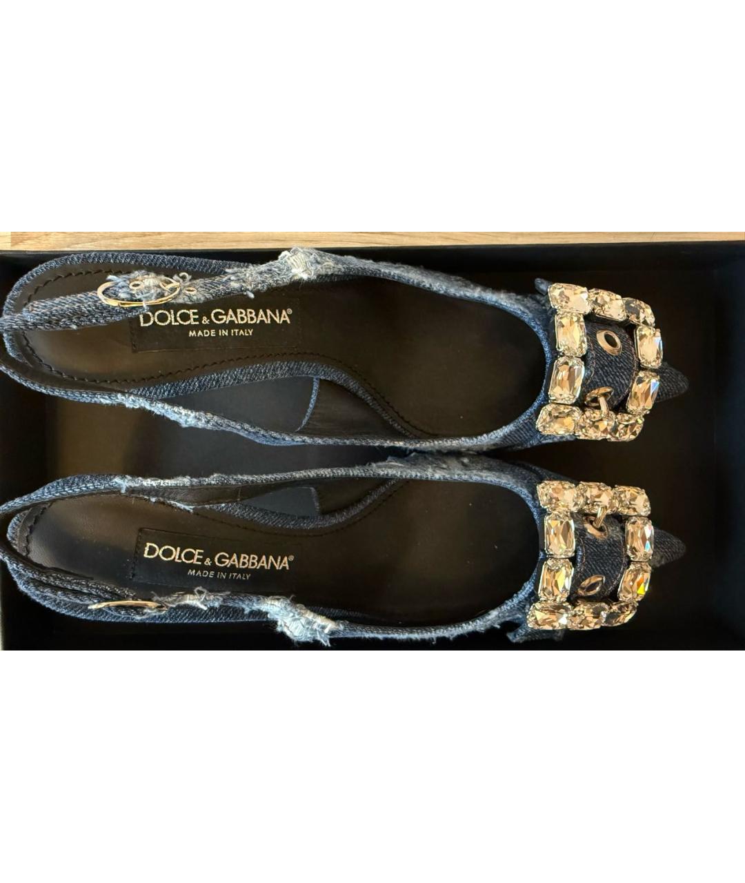 DOLCE&GABBANA Темно-синие текстильные туфли, фото 3