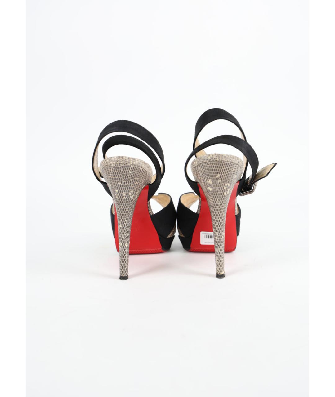 CHRISTIAN LOUBOUTIN Черные текстильные босоножки, фото 4