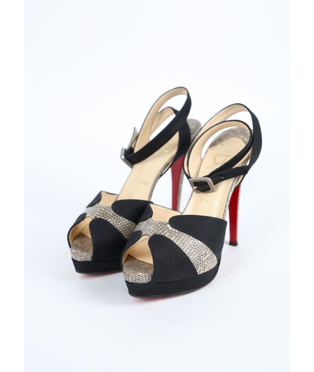 CHRISTIAN LOUBOUTIN Черные текстильные босоножки, фото 3