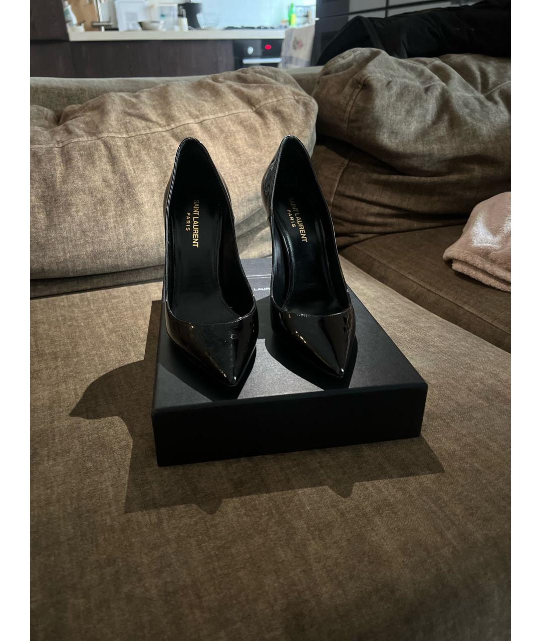 SAINT LAURENT Черные кожаные туфли, фото 2