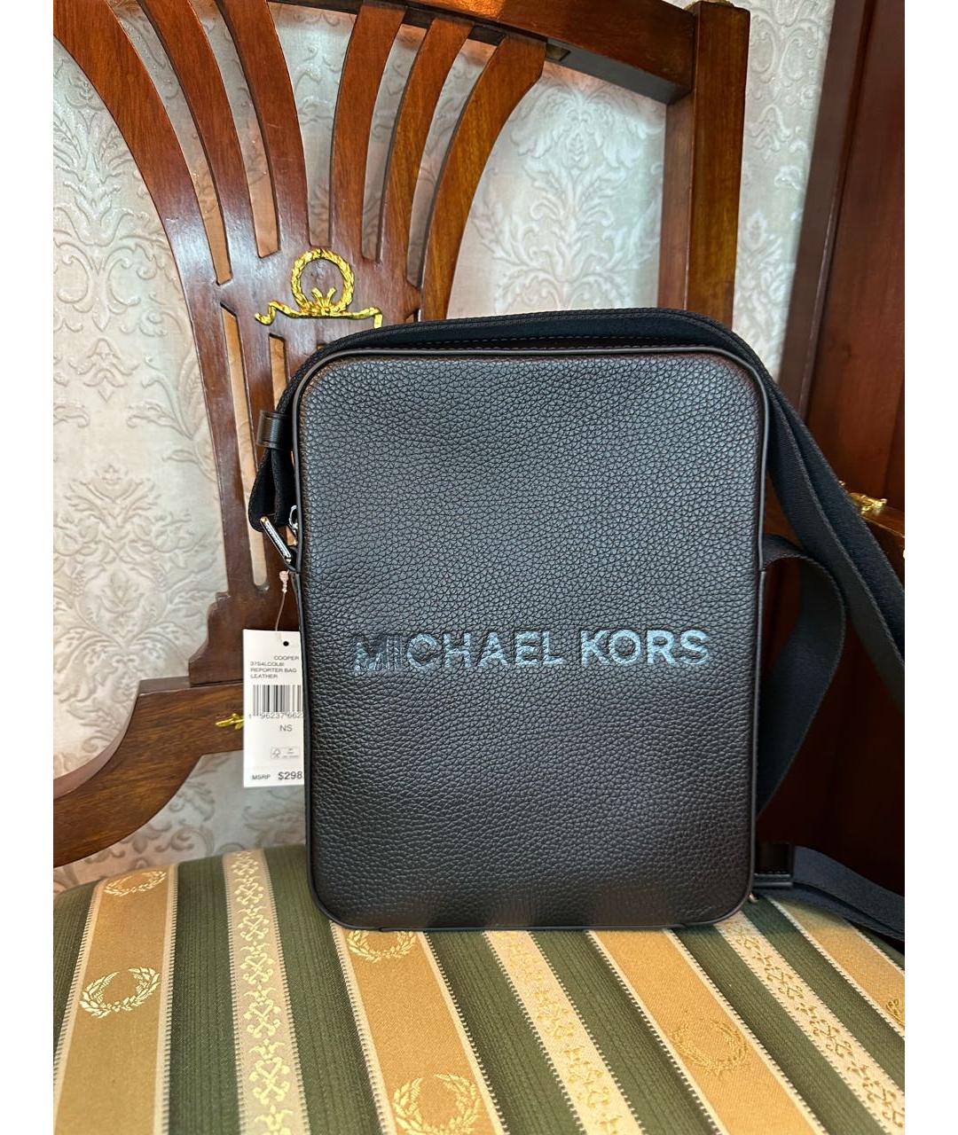 MICHAEL KORS Черная кожаная сумка на плечо, фото 5